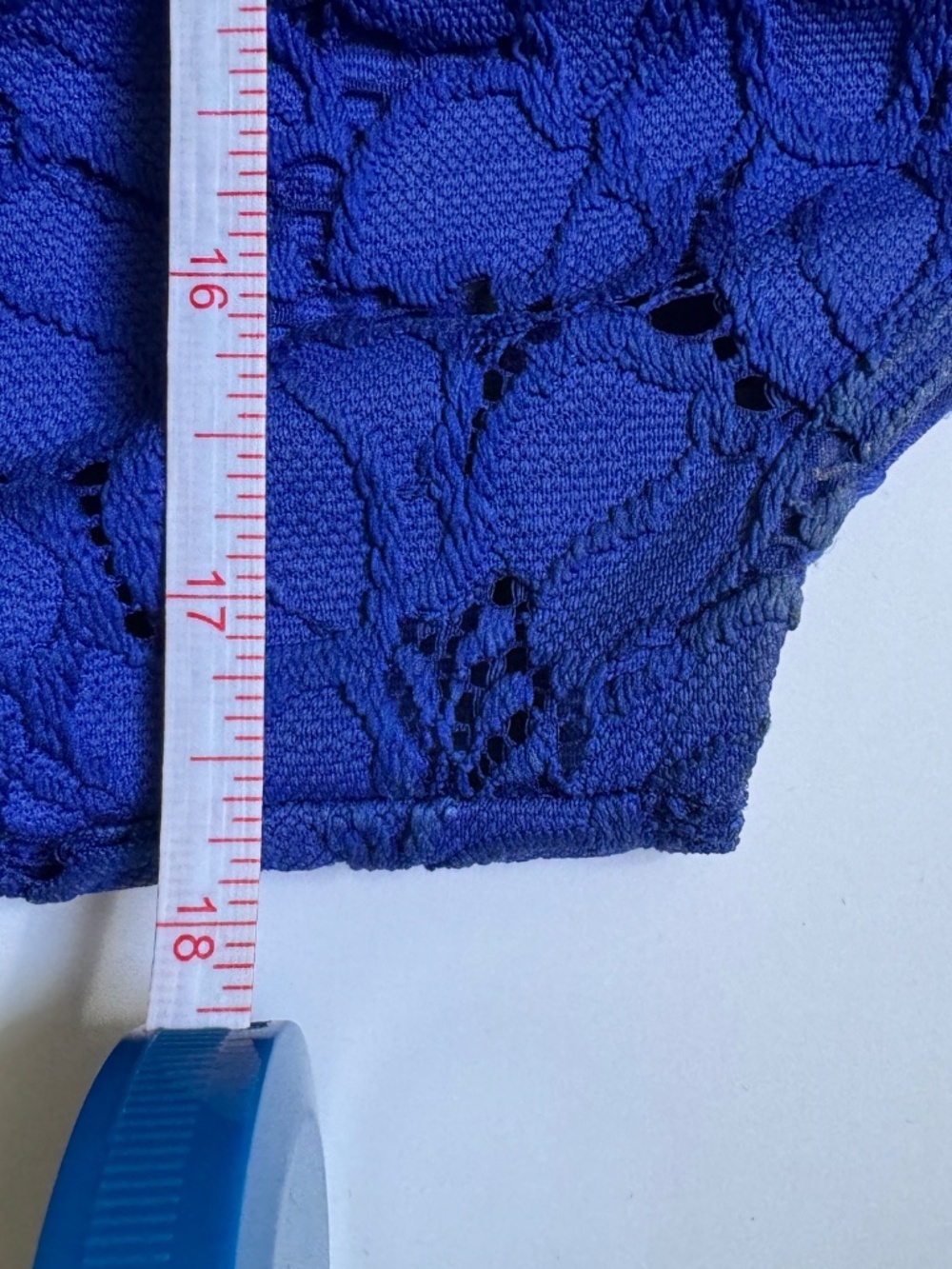 J.Crew Floral Lace Blouse Cobalt Blue Short Sleeve Top Size 12 - Picture 4 of 5